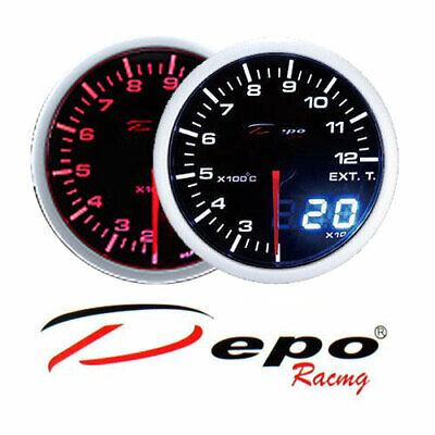 Manometro Temperatura Gas di Scarico 200-1200°C EGT DEPO Racing Dual View Nero