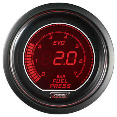 Manometro Strumento PROSPORT 52mm Pressione Benzina 0-7 BAR Rosso/Blu DIGITALE