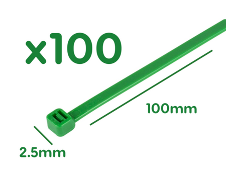 100 Fascette Plastica Verde Giardinaggio 2.5X100mm <ul><li>Fascette per