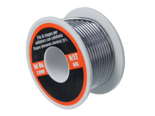 Filo Stagno Per Saldature 2mm 60g + Pasta Flussante Saldatura <ul><li>Rotolo di