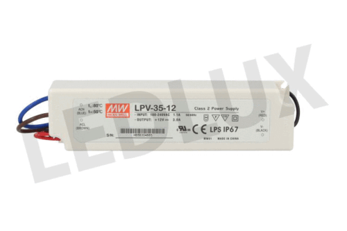 Alimentatore Trasformatore CV MeanWell LPV-35-12 12V 35W 3A Impermeabile IP67