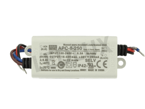 Led Driver CC MeanWell APC-8-250 Trasformatore 250mA 16V-32V DC 8W Corrente