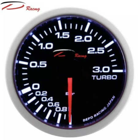 Calibrador de Presión Herramienta 52mm Depo Turbo -1 + 3 BAR Negro Mecánico Humo
