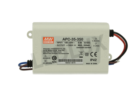 Led Driver CC MeanWell APC-35-350 Trasformatore 350mA 28V-100V DC 35W Corrente