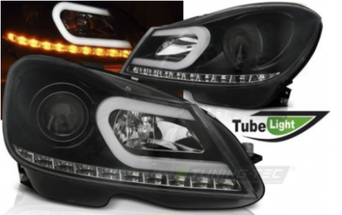 Angebot Paar Scheinwerfer Tuning W204 11-14 Schwarz Rohr Light Halogen