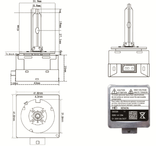 Lampada Hid Xenon D1S 5500K 85V 35W Ricambio Compatibile <p