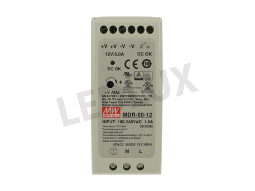 Alimentatore Rotaia Industriale MeanWell MDR-60-12 60W 12V 5A Barra Guida DIN