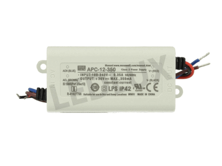 Led Driver CC MeanWell APC-12-350 Trasformatore 350mA 9V-36V DC 12W Corrente