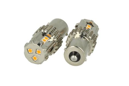 Lampada Led BA15S 1156 P21W 45W 12V Arancione Piedi Dritti Super Potente Per