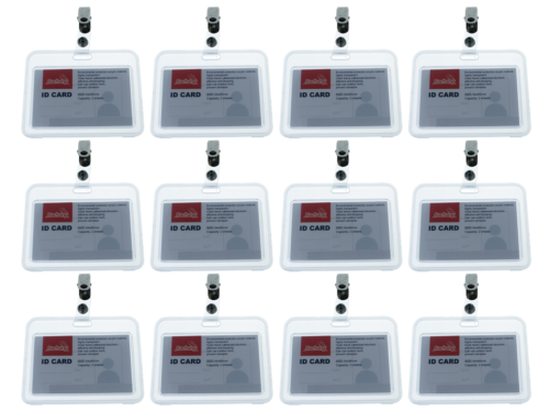 12 Pezzi Porta Badge In PVC Rigida Con Clip Interno 85X54mm <ul><li>Materiale :