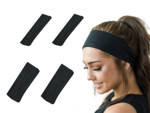 4 Pezzi Fascia Sportiva Capelli Nero per Uomo e Donna Larga 5,5cm <ul> <li>La