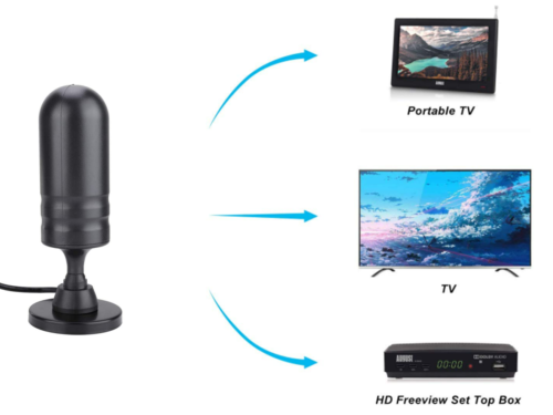 Antenna TV Interna Portatile DVB-T 30dB Base Magnetica Cavo 1,5M <ul><li>Riceve