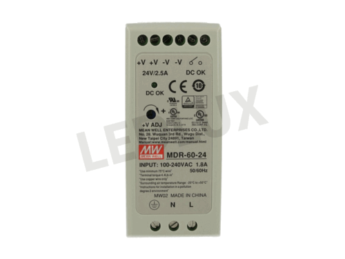 Alimentatore Rotaia Industriale MeanWell MDR-60-24 60W 24V 2,5A Barra Guida DIN