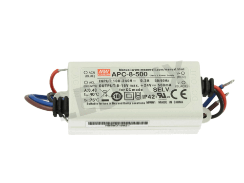 Led Driver CC MeanWell APC-8-500 Trasformatore 500mA 8V-16V DC 8W Corrente