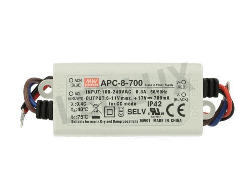 Led Driver CC MeanWell APC-8-700 Trasformatore 700mA 6V-11V DC 8W Corrente