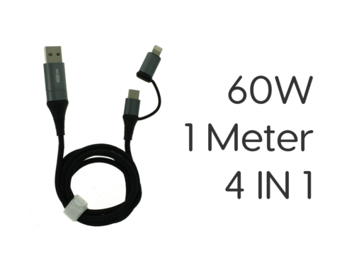 Cavo USB 4 In 1 USB-A USB-C Lightning Nylon Intrecciato Metro Ricarica Veloce