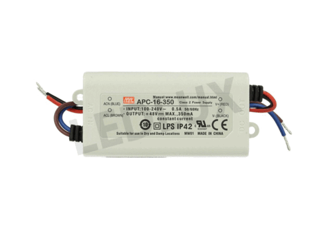 Led Driver CC MeanWell APC-16-350 Trasformatore 350mA 12V-48V DC 16W Corrente