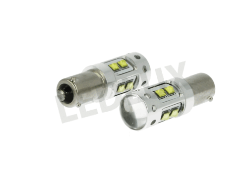 Lampada Led H21 BAY9s H21W 12V 50W Bianco Freddo 10 Smd Cree Piedini Sfalsati
