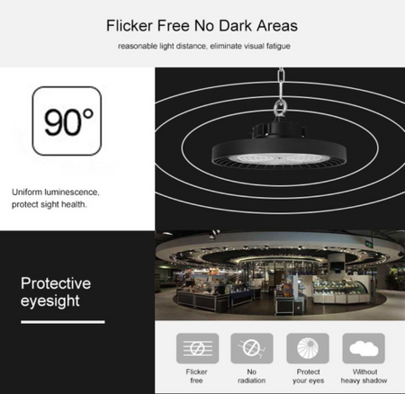 Faro Led Industriale UFO 150W 160lm/W 24000 LM Neutro 4000K IP65 90 Gradi Disco