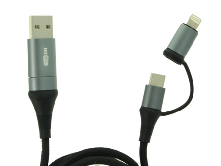 Cavo USB 4 In 1 USB-A USB-C Lightning Nylon Intrecciato Metro Ricarica Veloce