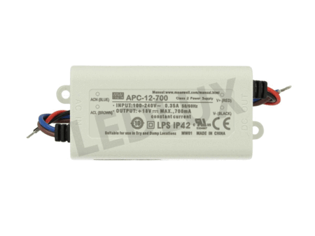 Led Driver CC MeanWell APC-12-700 Trasformatore 700mA 9V-18V DC 12W Corrente