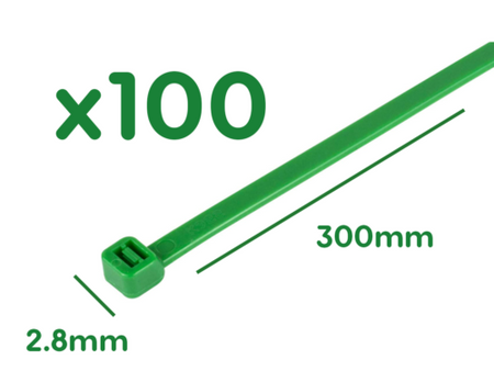 100 Fascette Plastica Verde Giardinaggio 2.8X300mm <ul><li>Fascette per