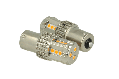 Lampada Led BAU15S 1156 PY21W 45W 12V Arancione Piedi Storti Super Potente Per