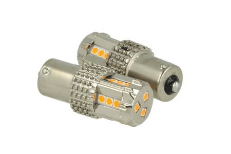 Lampada Led BAU15S 1156 PY21W 45W 12V Arancione Piedi Storti Super Potente Per