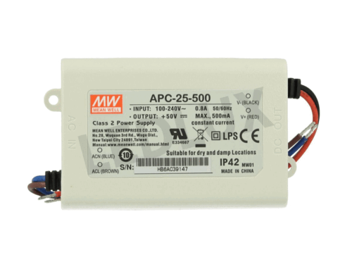 Led Driver CC MeanWell APC-25-500 Trasformatore 500mA 15V-50V DC 25W Corrente