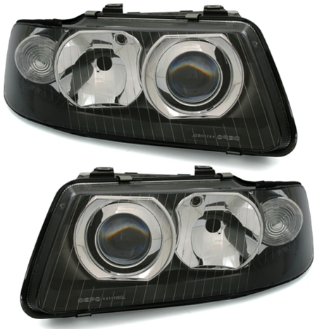 Coppia Fari Fanali Anteriori Tuning A3 (8L) Nero (solo facelift) 2000-2003