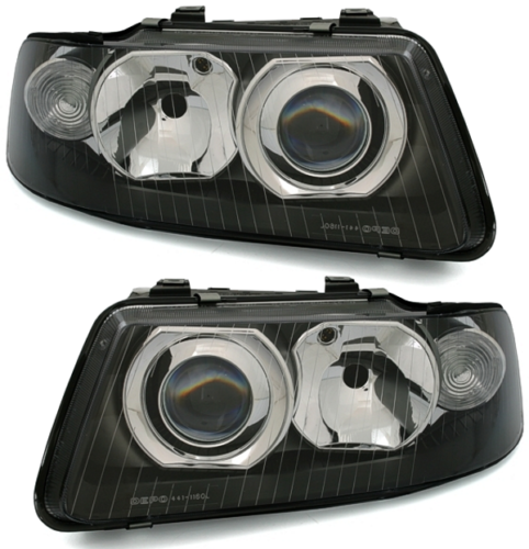 Coppia Fari Fanali Anteriori Tuning A3 (8L) Nero (solo facelift) 2000-2003