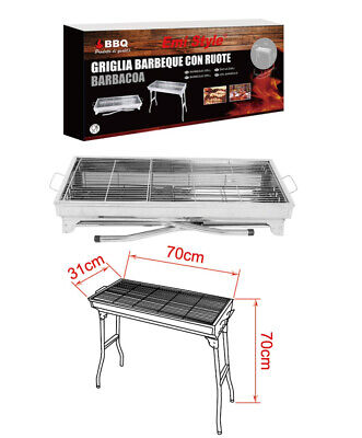 Griglia Barbecue Grande BBQ Carbon 70X31X70cm Acciaio Inox <ul><li>Materiale