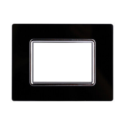 ETTROIT Placca In Vetro Serie Space 3P Colore Nero Compatibile Con Bticino