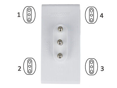 Adattatore Quadruplo Spina Grande 16A Con 4 Prese Bipasso 10/16A 2P+T Bianco SK