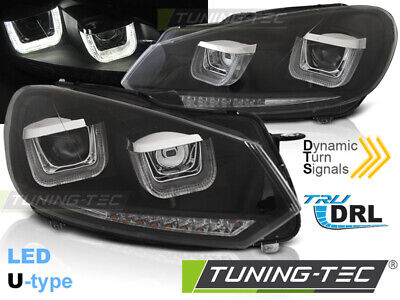 HEADLIGHTS U-LED LIGHT DRL BLACK SEQ fits GOLF 6 08-12