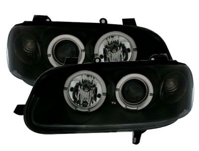 Coppia Fari Fanali Anteriori Tuning Omega B 94-99 nero Angel Eyes H1+H1