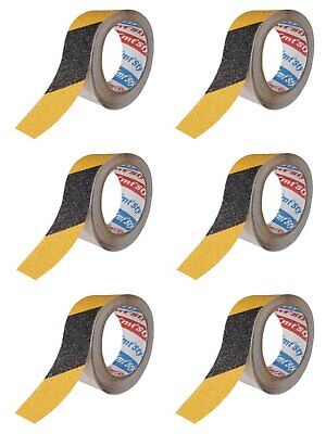 6 Pezzi Nastro Adesivo Antiscivolo Nero Giallo 25mm X 5mt <ul><li>Il nostro è