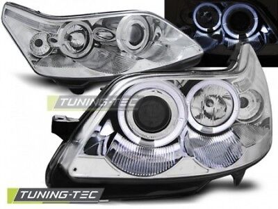 Coppia Set Kit Fari Fanali Anteriori Tuning C4 04-10 ANGEL EYES Cromato Alogeni