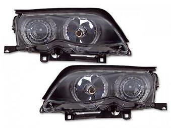 Coppia Fari Fanali Anteriori Tuning Angel Eyes serie 3 Limo E46 01-03 nero