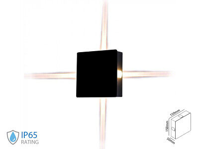 Applique Lampada LED da Muro Quadrato 4X1W 3000K Carcassa Nera IP65