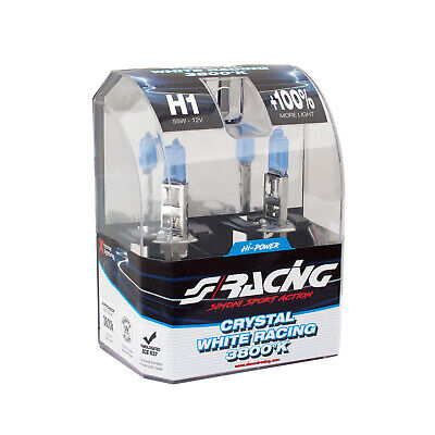 H1 Crystal White Racing alogena 2 pezzi 800 lm 3800°K 55W 12V