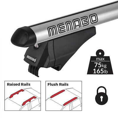 MENABO Tiger Silver Barre Da Tetto Flush Rails 120cm (Rail Integrati) Made In