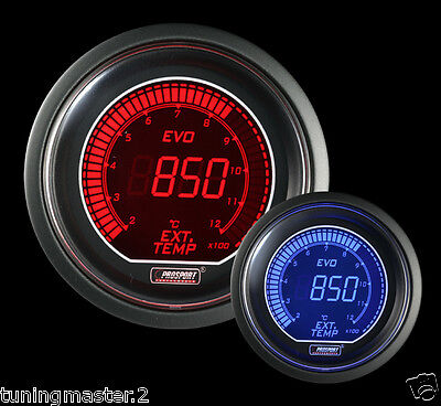 Manometro Strumento PROSPORT 52mm EGT Temperatura Gas Scarico +SONDA K Rosso/Blu