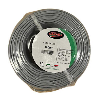 100mt Cavo Elettrico FS17 450/750V Unipolare 1X1.5mm Colore Grigio Made In