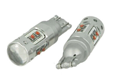 Coppia Lampade Led T10 T15 WY16W 12V 50W Arancione 10 Smd Cree Lente Freccia