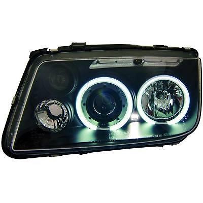 Coppia fari fanali anteriori TUNING BORA 98-05 neri anelli ANGEL EYES CCFL