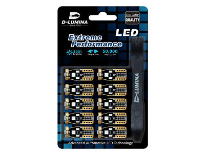 10 Lampada Led T10 W5W Canbus 12V 3 SMD 3030 Green Verde + Leva Rimozione