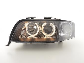 Coppia Fari Fanali Anteriori Tuning Angel Eyes A6 4B 01-04 nero