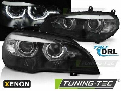 Coppia Fanali FARI ANTERIORI X5 E70 07-10 AE DRL LED NERO solo xenon HID