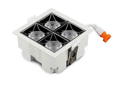 Faretto Led Da Incasso Quadrato 4X4W Caldo 2700K UGR<19 Riflettore 38&deg C